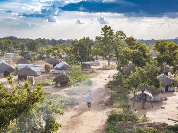 Aerial view of village in uganda.