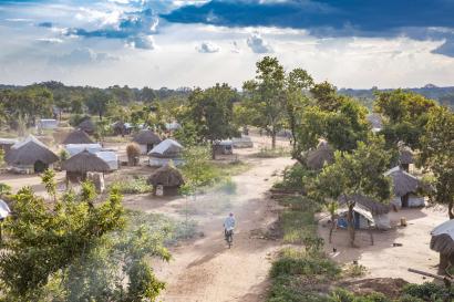 Aerial view of village in uganda.