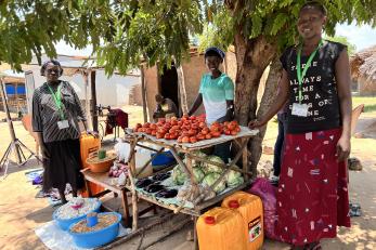 A few people selling fruit and sundries.